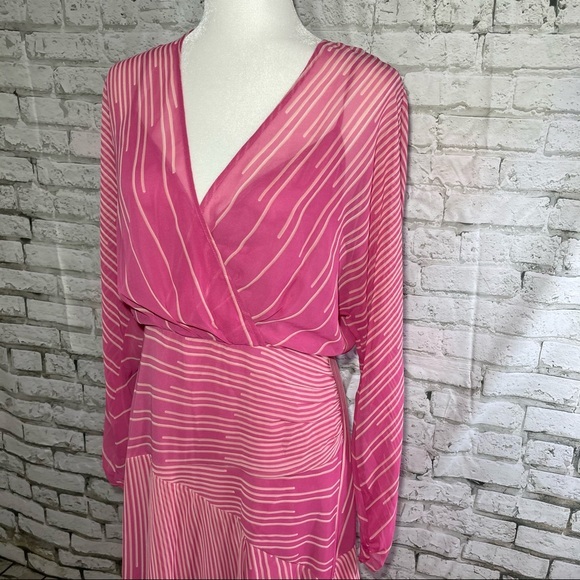 BCBG Apricot Stripe Dolman Surplice Dress 8 - Picture 4 of 14
